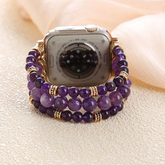 Amethyst Beaded Handmade Stretch Bracelet Watch Band Amethyst Beaded Handmade Stretch Bracelet Watch Band
