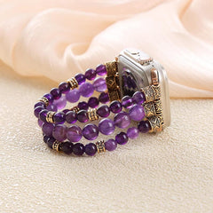 Amethyst Beaded Handmade Stretch Bracelet Watch Band Amethyst Beaded Handmade Stretch Bracelet Watch Band