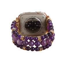 Amethyst Beaded Handmade Stretch Bracelet Watch Band Amethyst Beaded Handmade Stretch Bracelet Watch Band