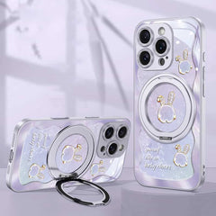 Rose Pink Wavy Shell Texture Rabbit Magsafe (Magnetic) Stand Phone Case for iPhone 14 Series Rose Pink Wavy Shell Texture Rabbit Magsafe (Magnetic) Stand Phone Case for iPhone 14 Series