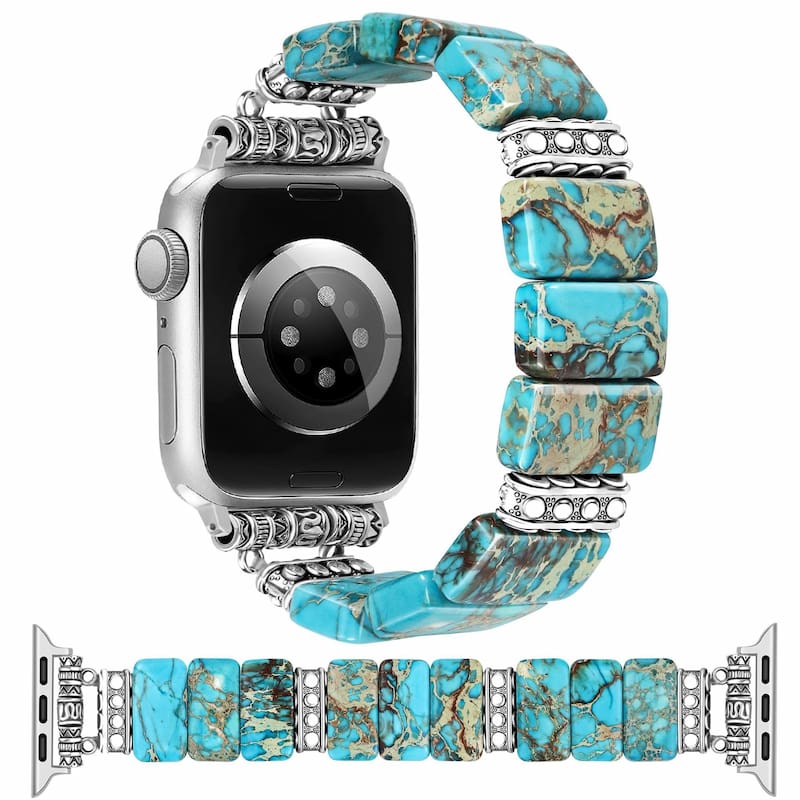 Sky Blue Imperial Stone Elastic Beaded Watch Band